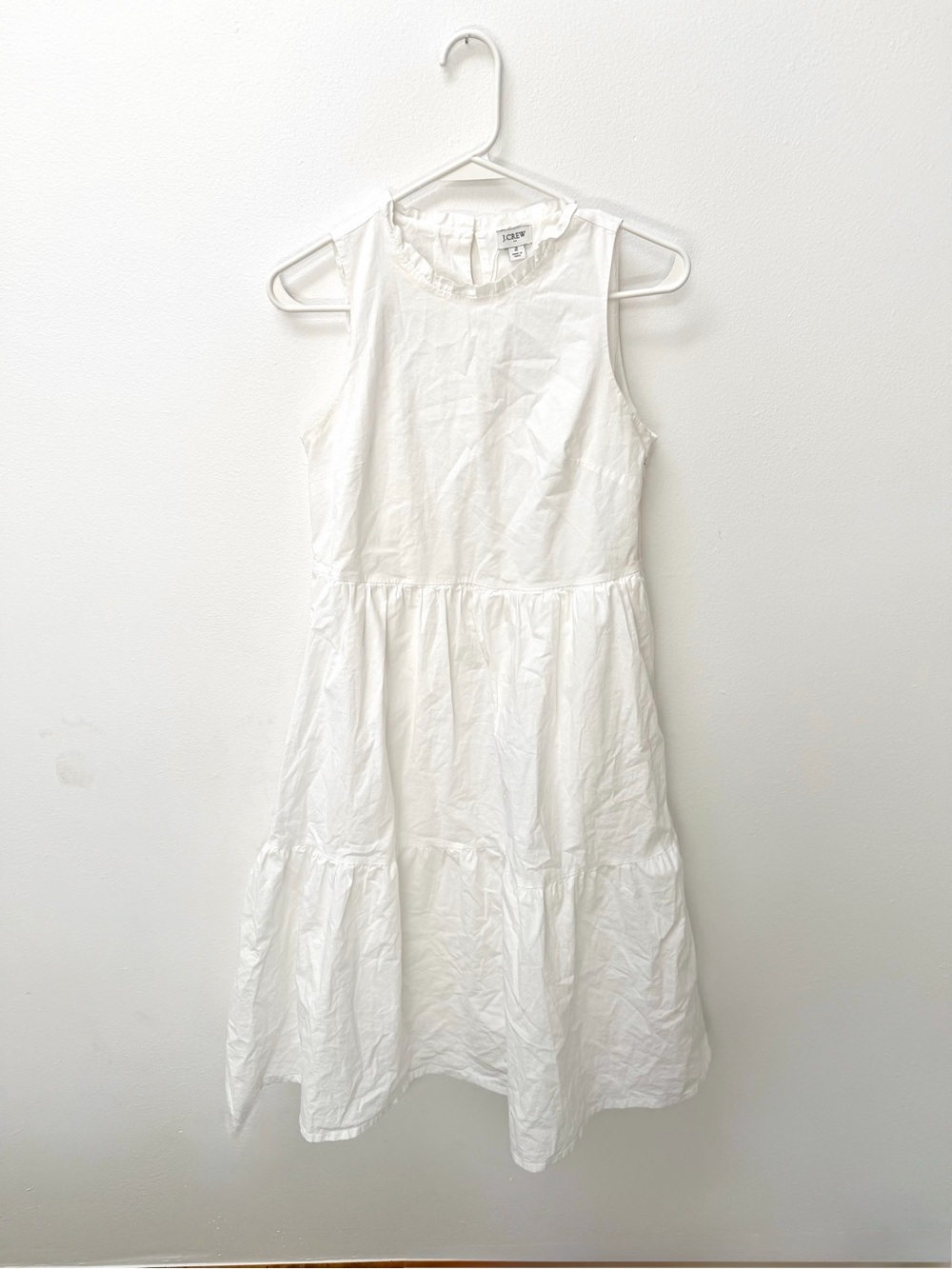 J. Crew White Cotton Sleeveless Tiered Midi Dress Cottagecore Size 2